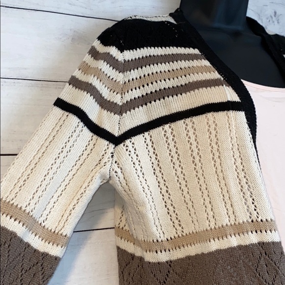 Crochet Striped Long Cardigan Medium - Picture 2 of 4